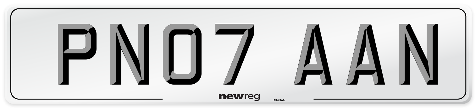 PN07 AAN Number Plate from New Reg